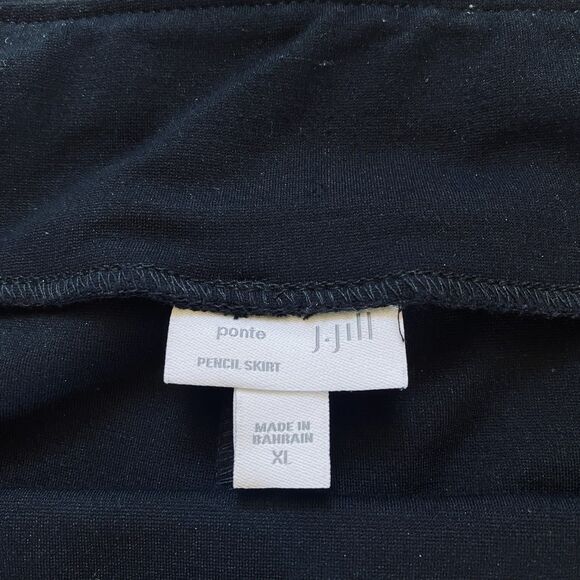 J. JILL XL Black Ponte Pencil Skirt A-Line Knee Length High Waist Stretch Slim - Picture 5 of 15
